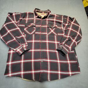 Wrangler Sherpa Lined Flannel Shirt Men's XL Plaid Long Sleeve Rugged Outdoors